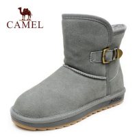 Camel骆驼 正品防滑雪地靴 冬季新款真皮短靴 加绒保暖平跟女靴 2色可选