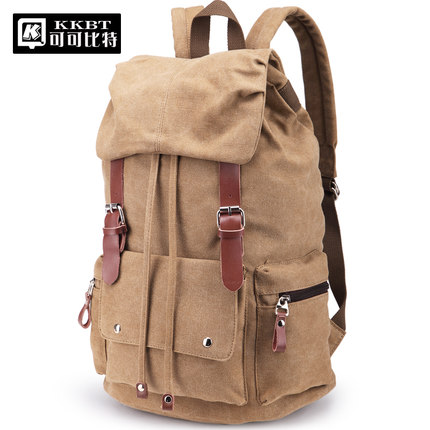可可比特 背包双肩包男女时尚潮流中学生书包韩版休闲防水旅行大帆布包