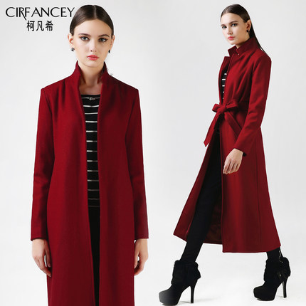 柯凡希 2016秋冬新款韩版中长款过膝羊毛呢外套女装修身厚超长款呢子大衣