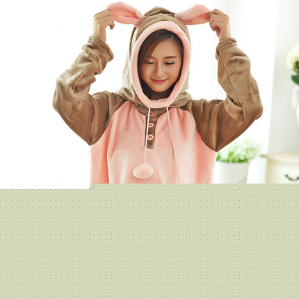 夏莉莎 情侣睡衣秋冬季珊瑚绒长袖家居服女士加厚法兰绒可爱卡通套装