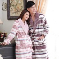 颂美 秋冬季加厚珊瑚绒情侣睡袍男女长袖法兰绒睡衣浴袍长款家居服 多款可选