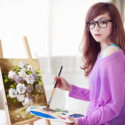 自油自画 数字油画diy手绘客厅卧室风景装饰画欧式花卉手工填色画