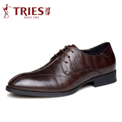TRiES才子 尖头皮鞋真皮英伦男鞋秋季潮鞋2016新款男士商务休闲皮鞋子