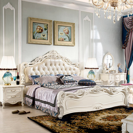 和购家具 欧式床实木床1.5米田园法式床双人床1.8米婚床公主床831