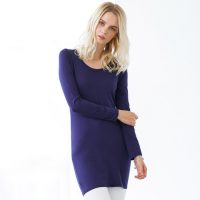 英子著衣 中长款女式秋冬长袖加绒加厚打底衫 莫代尔棉舒适包臀t恤连衣裙 2款多色可选