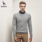 Hazzys哈吉斯 秋冬新款圆领休闲羊绒毛衫 男装长袖英伦纯色针织衫毛衣 6色可选