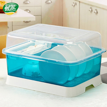 傲家 塑料碗柜 厨房沥水碗架带盖碗筷餐具 放碗碟架滴水碗盘置物架