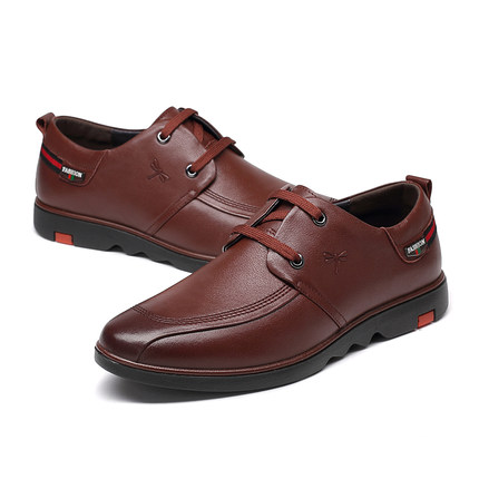 红蜻蜓 男鞋2016秋冬季新款正品日常休闲潮流真皮系带男士单鞋皮鞋