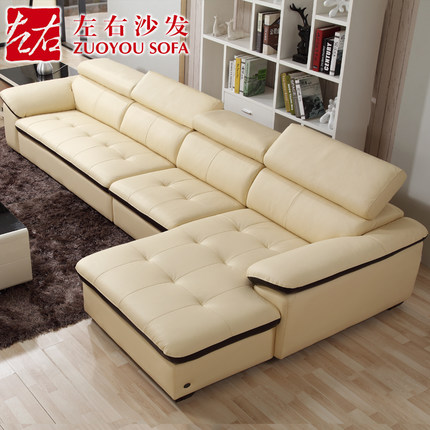 左右 简约现代头层牛皮真皮沙发组合时尚转角大户型皮沙发DZY2826