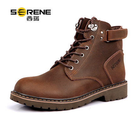 Serene西瑞 马丁靴男士短靴皮靴子男鞋棉鞋英伦军靴工装高帮雪地靴