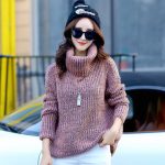 芊西 高领毛衣女装2016秋冬新款韩版宽松加厚打底衫短款针织衫女套头外套 3色可选