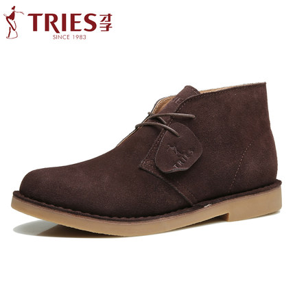 TRiES才子 男鞋秋冬加绒马丁靴休闲短靴子英伦复古皮靴棉鞋沙漠靴