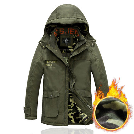 Afs Jeep战地吉普 男士冬装棉衣加绒保暖休闲男装外套中长款棉袄