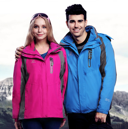 朴立 户外冲锋衣男女三合一两件套西藏加厚抓绒防水防风登山服外套