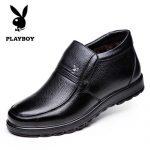 PLAYBOY花花公子 棉鞋男鞋冬季保暖加绒加厚皮鞋高帮爸爸鞋休闲鞋男靴子 2色可选