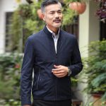 劳狮劳仑 秋季中老年人男装父亲加厚外套中年男士立领薄款夹克衫爸爸装