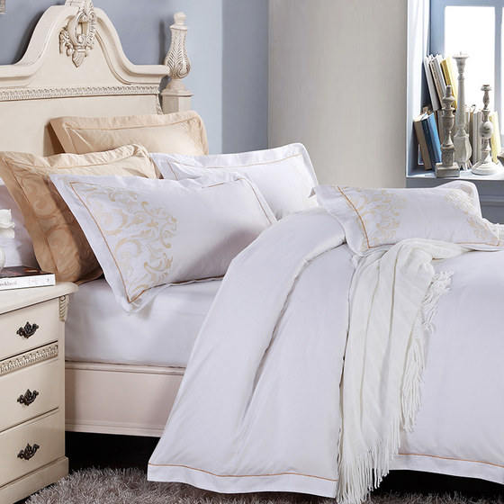 康尔馨 酒店床上用品四件套全棉60支贡缎纯棉被套简约双人1.8m床品