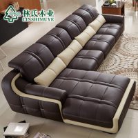 林氏木业 现代头层牛皮真皮沙发客厅转角皮艺沙发贵妃组合套装2030 多款可选