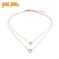 Folli Follie 轻奢时尚爱心镶钻925银女士项链锁骨链3N16S036RC