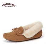 JUMBOUGG 冬季新款羊皮毛一体豆豆鞋女鞋翻毛系带平底鞋2566 四色可选