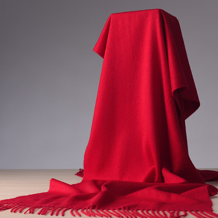 上海故事 围巾情侣款羊毛中厚款秋冬保暖纯色长流苏围巾披肩 行云