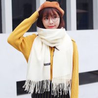 LS.SPRING兰色春天 新款韩版纯色围巾女士冬季长款流苏围脖秋冬天披肩围巾两用女