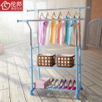 伦邦 双杆落地式晾衣架挂衣架折叠伸缩室内阳台晒衣架 多款可选