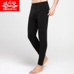 波司登 三层加绒加厚保暖裤男裤冬季高腰紧身护膝打底棉裤修身驼绒裤 黑色