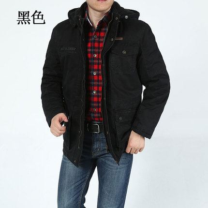 Afs Jeep战地吉普 冬季正品男士棉衣 男装加绒加厚外套大码中长款棉袄棉服