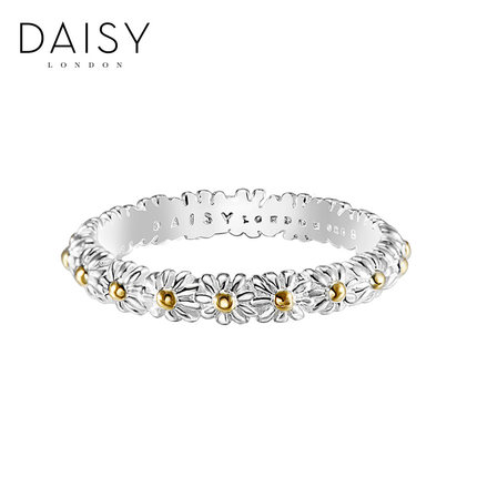 Daisy London 戒指女欧美银饰手工雏菊925银尾戒饰品复古菊花礼物