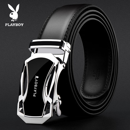PLAYBOY花花公子 男士皮带自动扣真皮牛皮腰带商务休闲时尚裤带