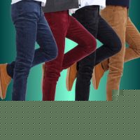 堡速 男士休闲裤冬季青年灯芯绒韩版加绒加厚修身小脚裤条绒长裤男裤子 13款可选