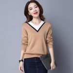 彦巧羊 2016秋冬装女装套头毛衣韩版时尚宽松显瘦小香风v领打底针织衫 3色可选