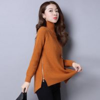黄金杉 女装冬装2016新款潮高领毛衣秋冬韩版宽松短款长袖百搭打底衫厚 3色可选