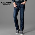 千纸鹤 男装冬季加绒青年牛仔裤直筒男裤商务休闲裤男士长裤子潮 多色可选 贾乃亮代言