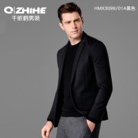 QZHIHE千纸鹤 秋冬新品男士休闲小西装弹力修身西服青年简约针织便西外套 3色可选