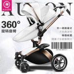 AULON奥云龙 906婴儿推车皮质双向高景观避震婴儿车可坐躺推车手推车 3色可选