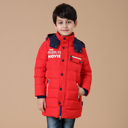 PEANUTS史努比 男童中长款羽绒服2016新款儿童羽绒服小孩冬装加厚保暖外套