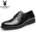 PLAYBOY花花公子 正装皮鞋男士牛皮冬季加绒商务男鞋真皮系带婚鞋尖头皮鞋子 6款可选