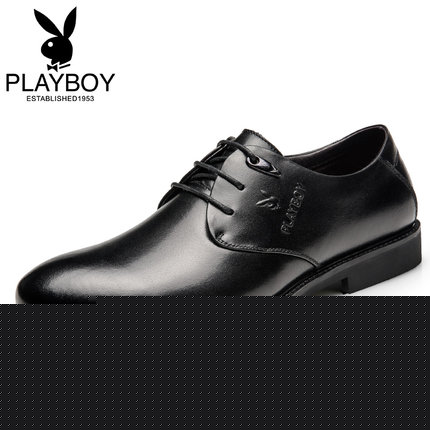 PLAYBOY花花公子 正装皮鞋男士牛皮冬季加绒商务男鞋真皮系带婚鞋尖头皮鞋子
