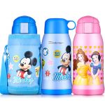 Disney迪士尼 保温杯子小学生男女不锈钢水杯带吸管儿童双盖便携宝宝水壶 350-750ml 多款可选