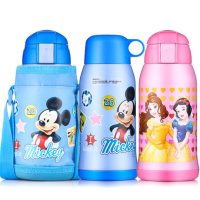 Disney迪士尼 保温杯子小学生男女不锈钢水杯带吸管儿童双盖便携宝宝水壶 350-750ml 多款可选