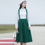 梧桐语 文艺复古中长款半身裙背带裙森女学生裙a字裙2017春秋季新款长裙 2色可选