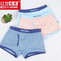 Hodohome红豆居家 男童内裤平角内裤纯棉男孩中大童青少年四角裤短裤儿童内裤3条装 多款可选