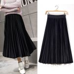 可乐衣 2017秋冬季新款韩版高腰金丝绒百褶裙子a字裙半身裙中长款女半裙 10色可选