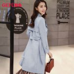 歌兔 2017春装新款女式中长款修身显瘦风衣 韩版时尚春秋大衣 外套 5色可选