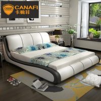 卡楠菲 新品双人床现代真皮床简约时尚1.8米软床小户型婚床定制床 多款可选