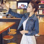 红笛格 2017新款潮破洞牛仔外套 女士短款韩版春秋短外套 修身牛仔上衣 7款可选