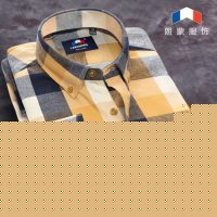 朗蒙 春秋款男装韩版休闲纯棉磨毛格子衬衣 男士长袖衬衫 24色可选