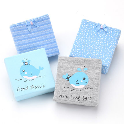 法芬蒂 可爱性感提臀少女内裤4条装 女式纯棉裆部中腰学生棉质面料三角裤 13款可选